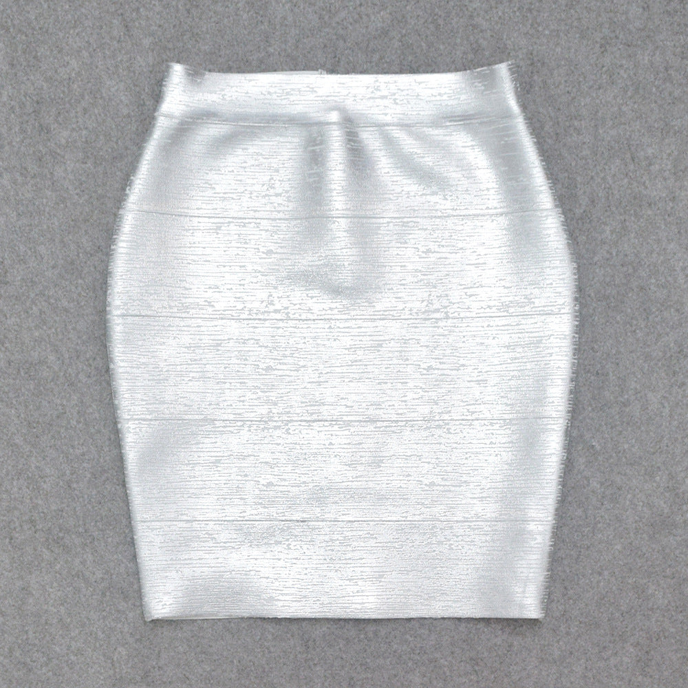 Luxury Gilding Silver Bandage High Waist Leather Skirt Spice Girls Ultra Short LADYLYS