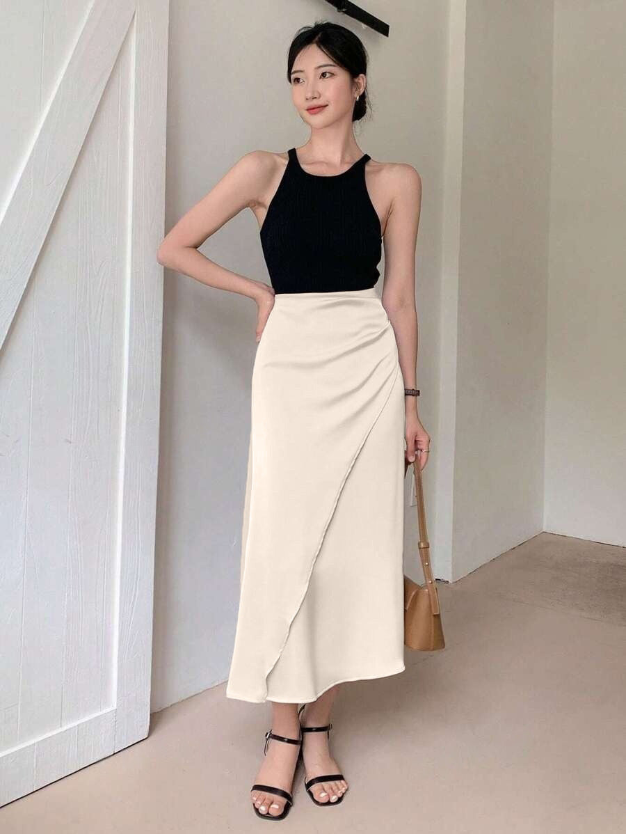 Satin Skirt Foreign Trade Independent Station New Mid-Length LADYLYS