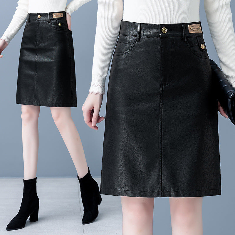Haining Genuine Leather Half High-End Goatskin Skirt LADYLYS