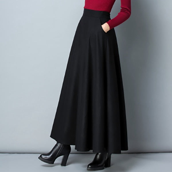Women's Autumn and Winter Solid Color chubby girl Woolen Skirt LADYLYS