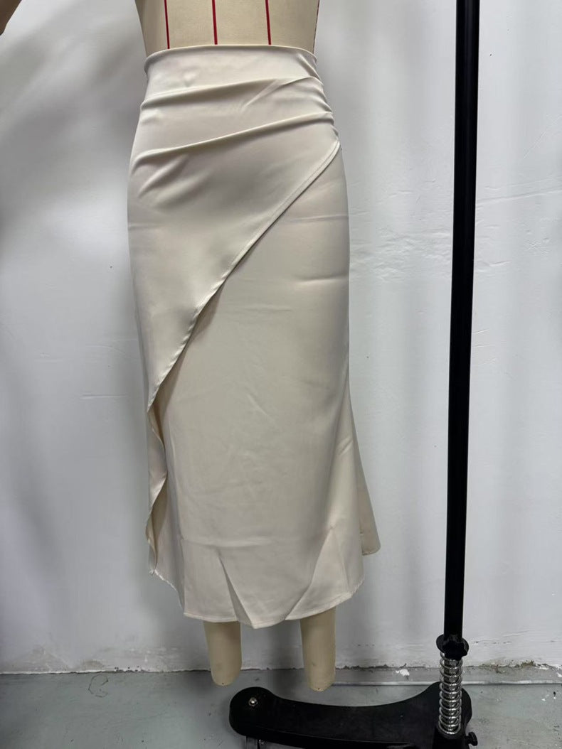 Satin Skirt Foreign Trade Independent Station New Mid-Length LADYLYS