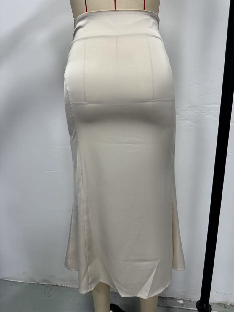 Satin Skirt Foreign Trade Independent Station New Mid-Length LADYLYS