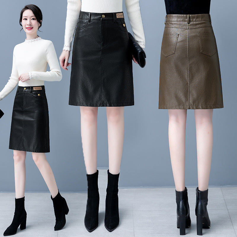 Haining Genuine Leather Half High-End Goatskin Skirt LADYLYS