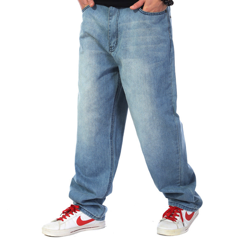 Men’s Wide-Leg Denim Pants – Relaxed Straight Fit, Plus Size