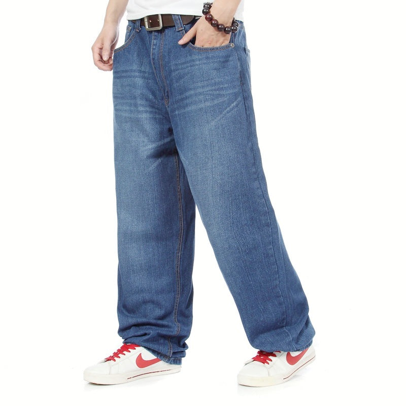 Men's Plus Size Wide-Leg Hip-Hop Jeans – Loose Straight Denim Trousers
