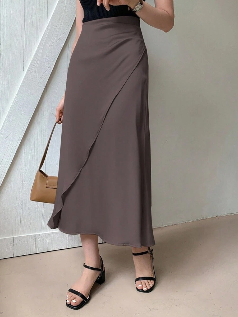 Satin Skirt Foreign Trade Independent Station New Mid-Length LADYLYS