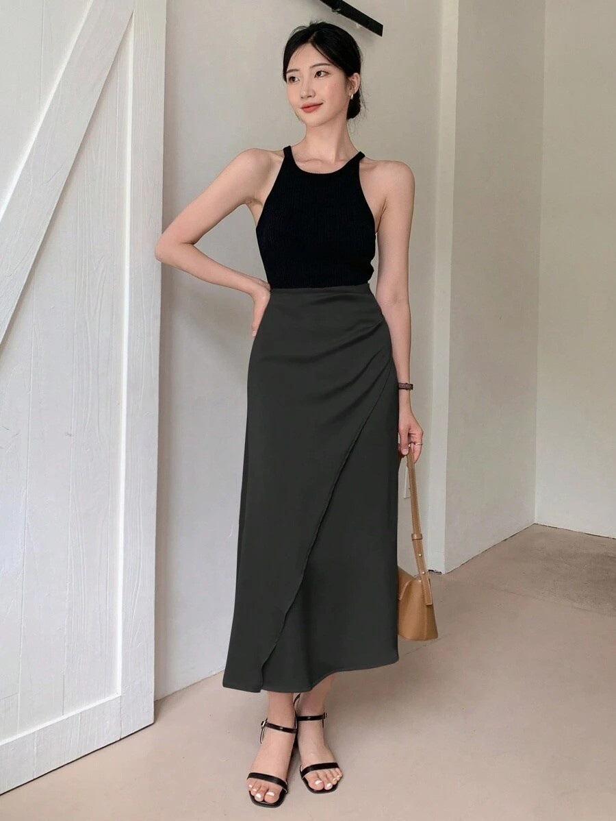 Satin Skirt Foreign Trade Independent Station New Mid-Length LADYLYS
