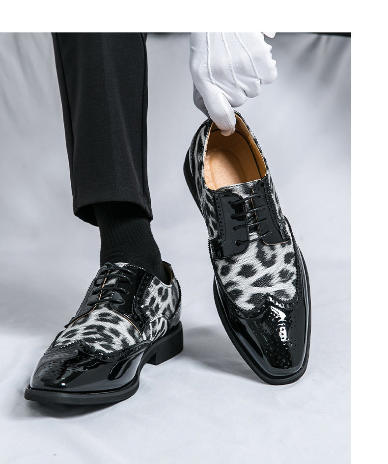 Foreign Trade Men's Leopard Print Leather Brock Men's Shoes British Style LADYLYS