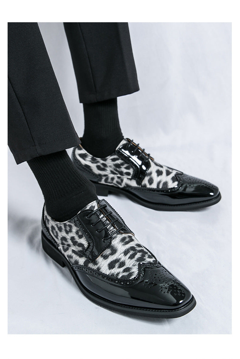 Foreign Trade Men's Leopard Print Leather Brock Men's Shoes British Style LADYLYS