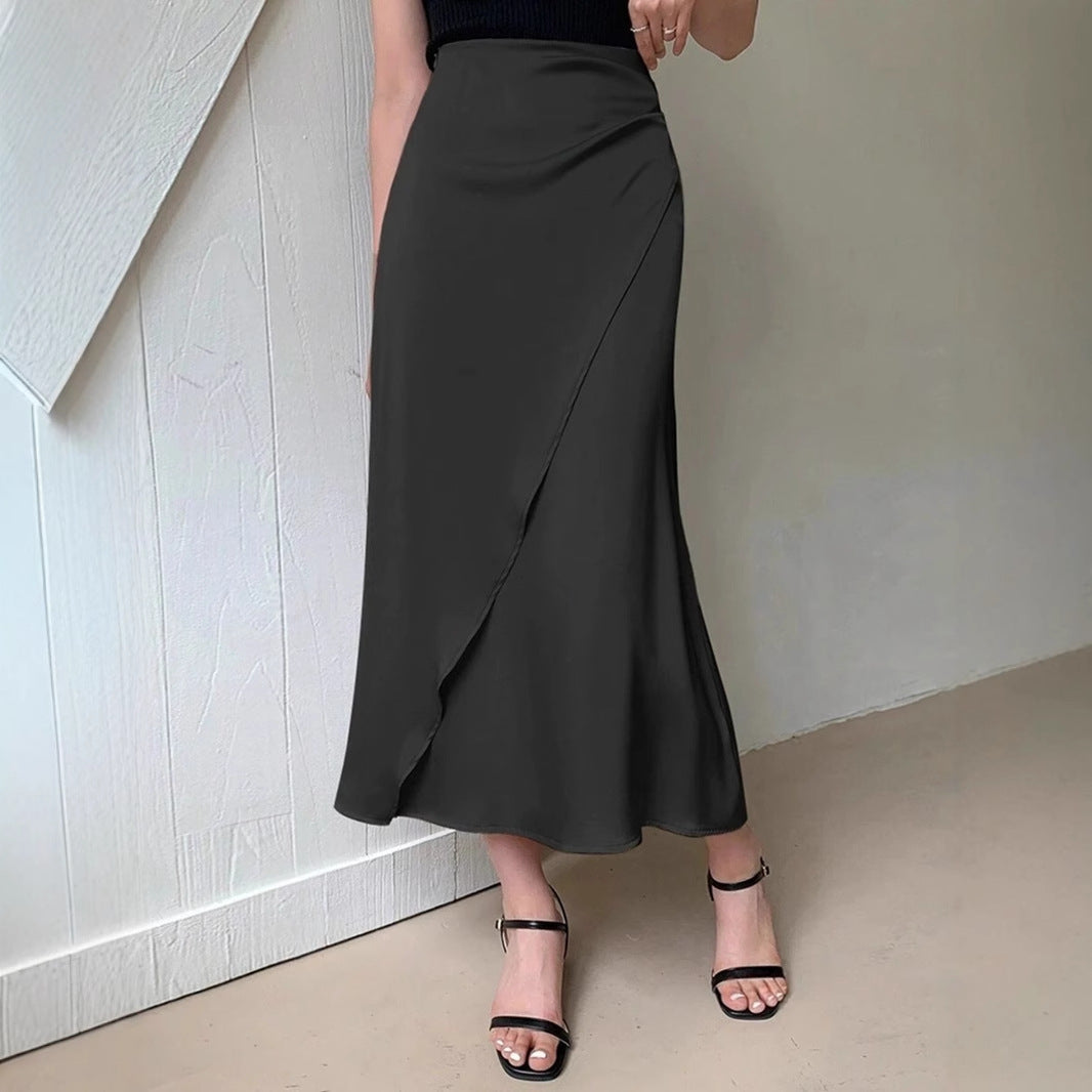 Satin Skirt Foreign Trade Independent Station New Mid-Length LADYLYS
