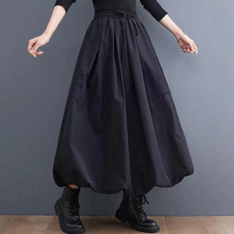 Women's Plus Size Solid Midi Skirt – Slim-Look Spliced A-Line Skirt