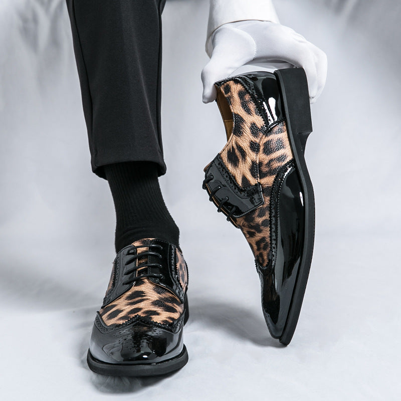 Foreign Trade Men's Leopard Print Leather Brock Men's Shoes British Style LADYLYS