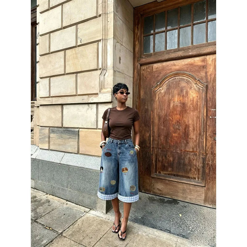 Women's Vintage Wide-Leg Jeans – High Waist, Straight Leg, Y2K Streetwear