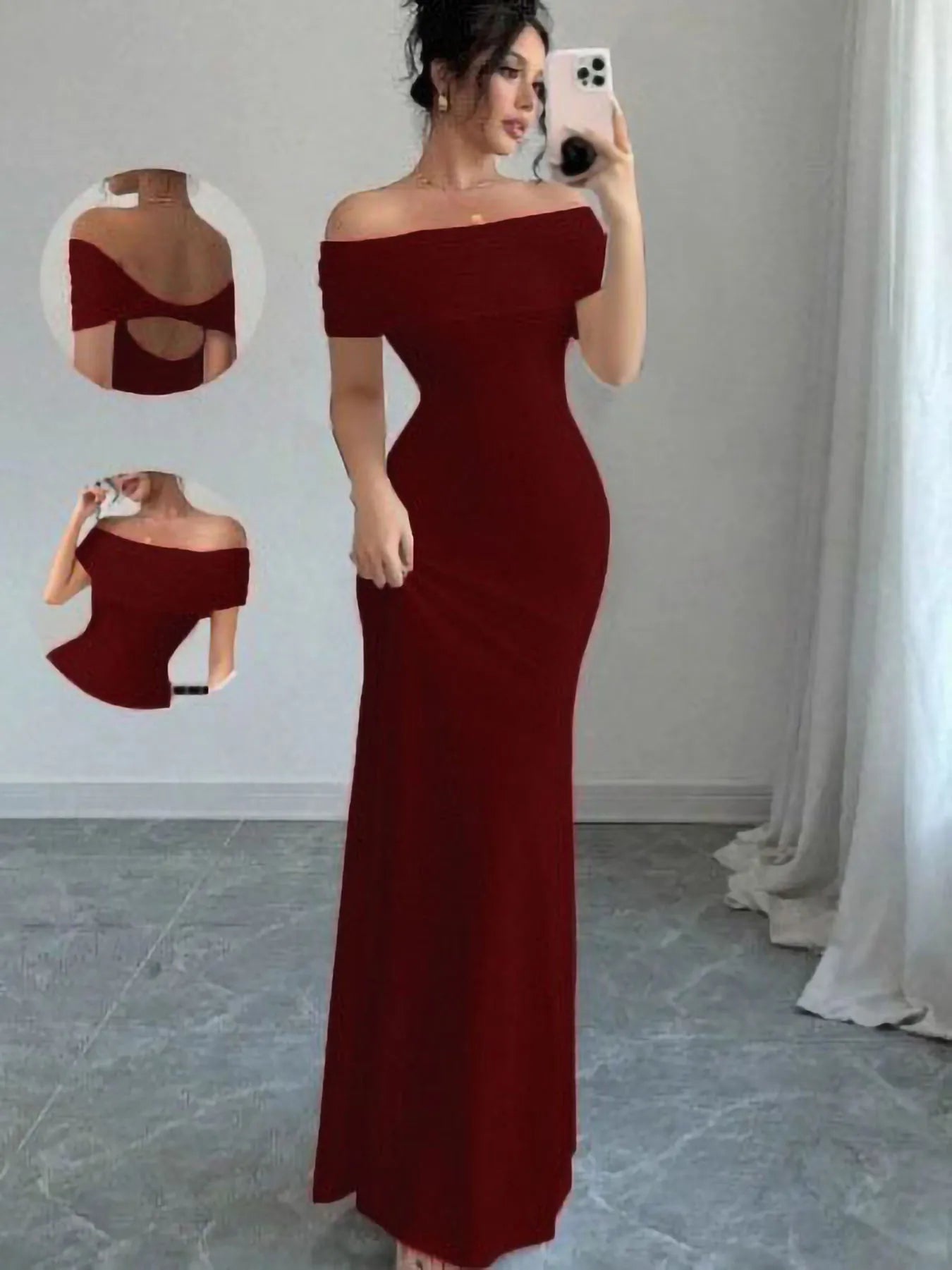 Off-Shoulder Bandage Bodycon Midi Dress – Sleeveless Cocktail Dress
