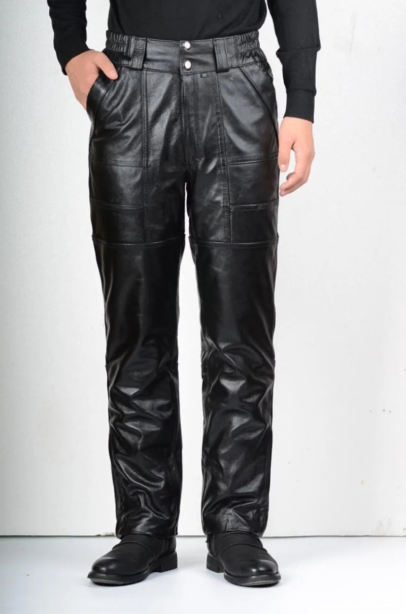 Men's Genuine Leather Biker Pants