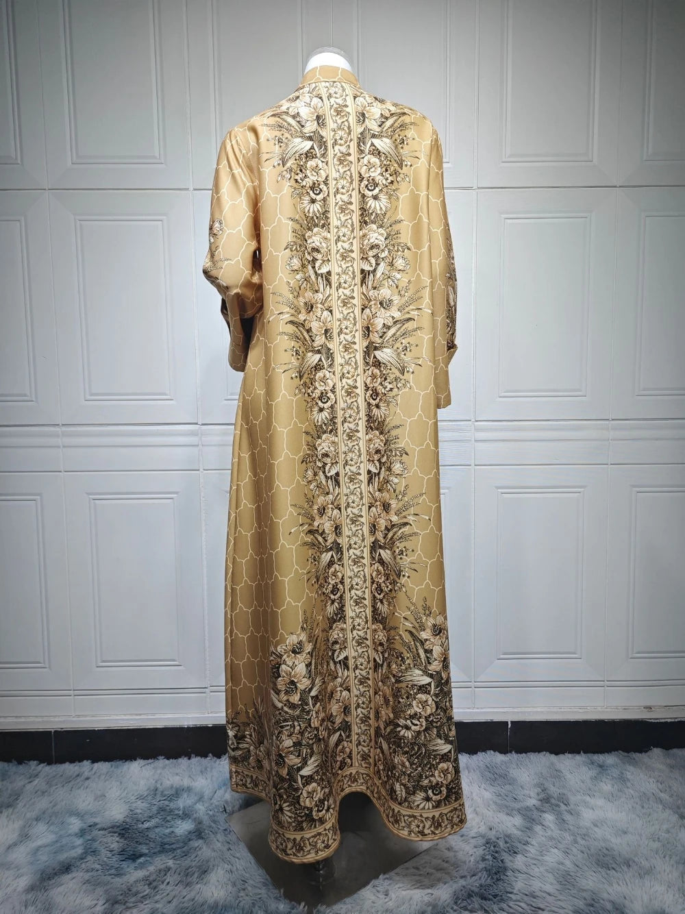 Floral Printing Unique Arabic Evening Dress, Charming Pearls Long Sleeves Cocktail Gown LADYLYS