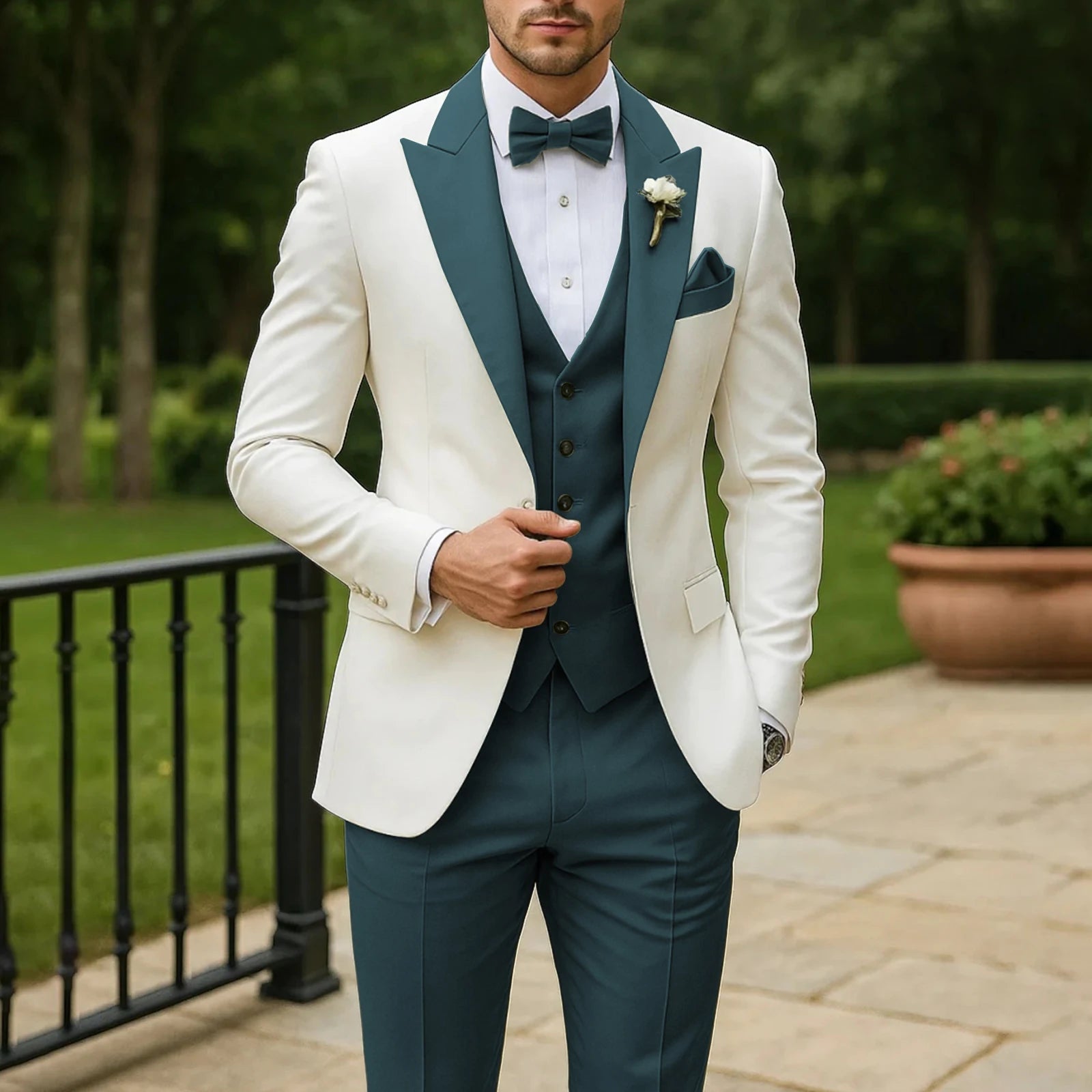 3 Piece Formal Men Suit Groom Groomsman Wedding Party Prom Business Male Tuxedos Set Blazer Vest Pants LADYLYS