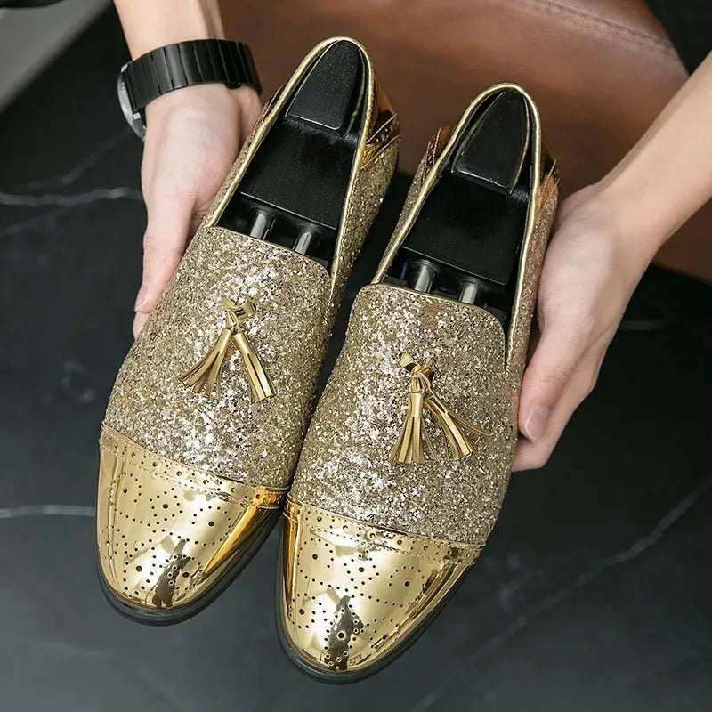Men's Pointed-Toe Tassel Dress Loafers