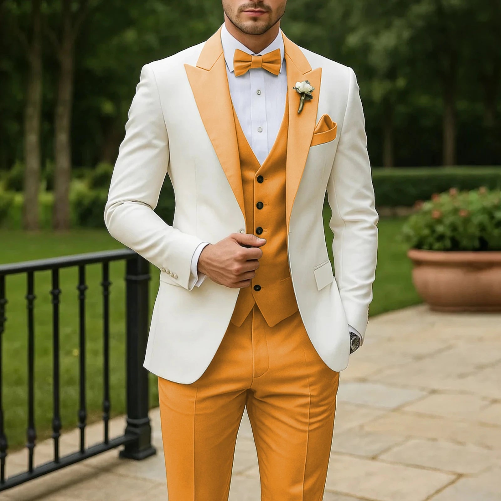 3 Piece Formal Men Suit Groom Groomsman Wedding Party Prom Business Male Tuxedos Set Blazer Vest Pants LADYLYS
