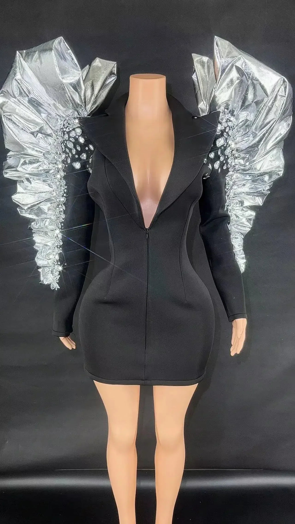 Women's Rhinestone Fringe Blazer-Style Mini Dress