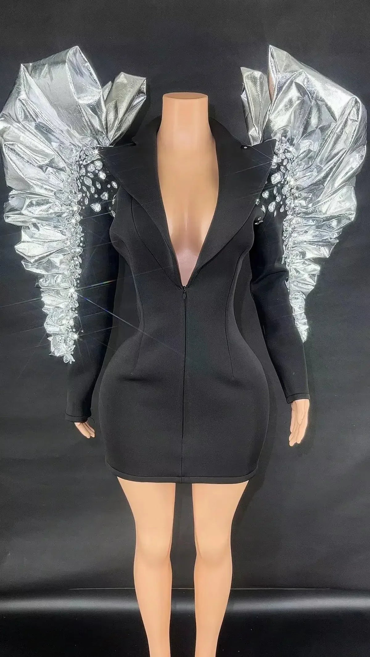 Women's Rhinestone Fringe Blazer-Style Mini Dress