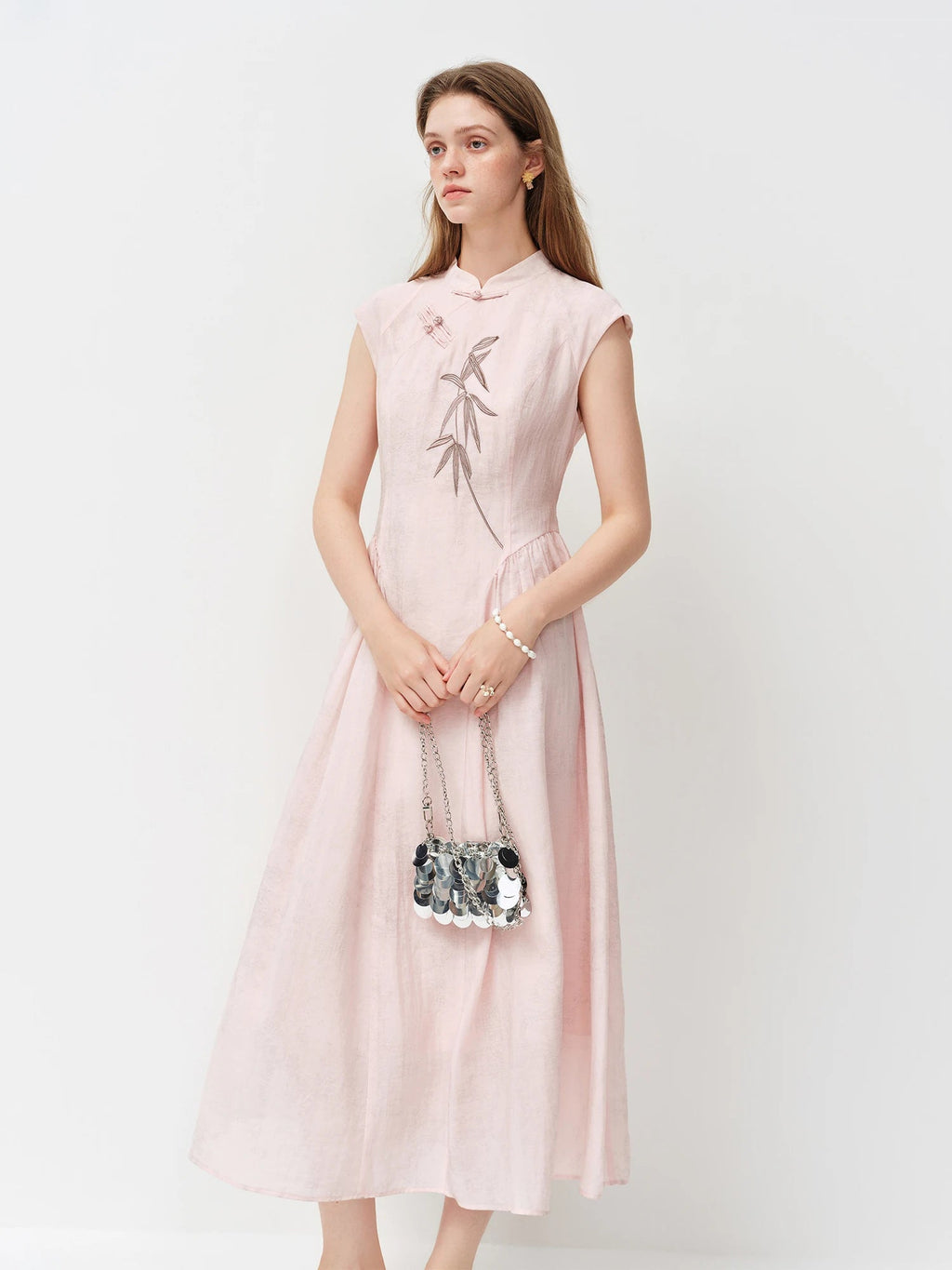 Embroidered Long Dress - Slim Fit Formal Dress