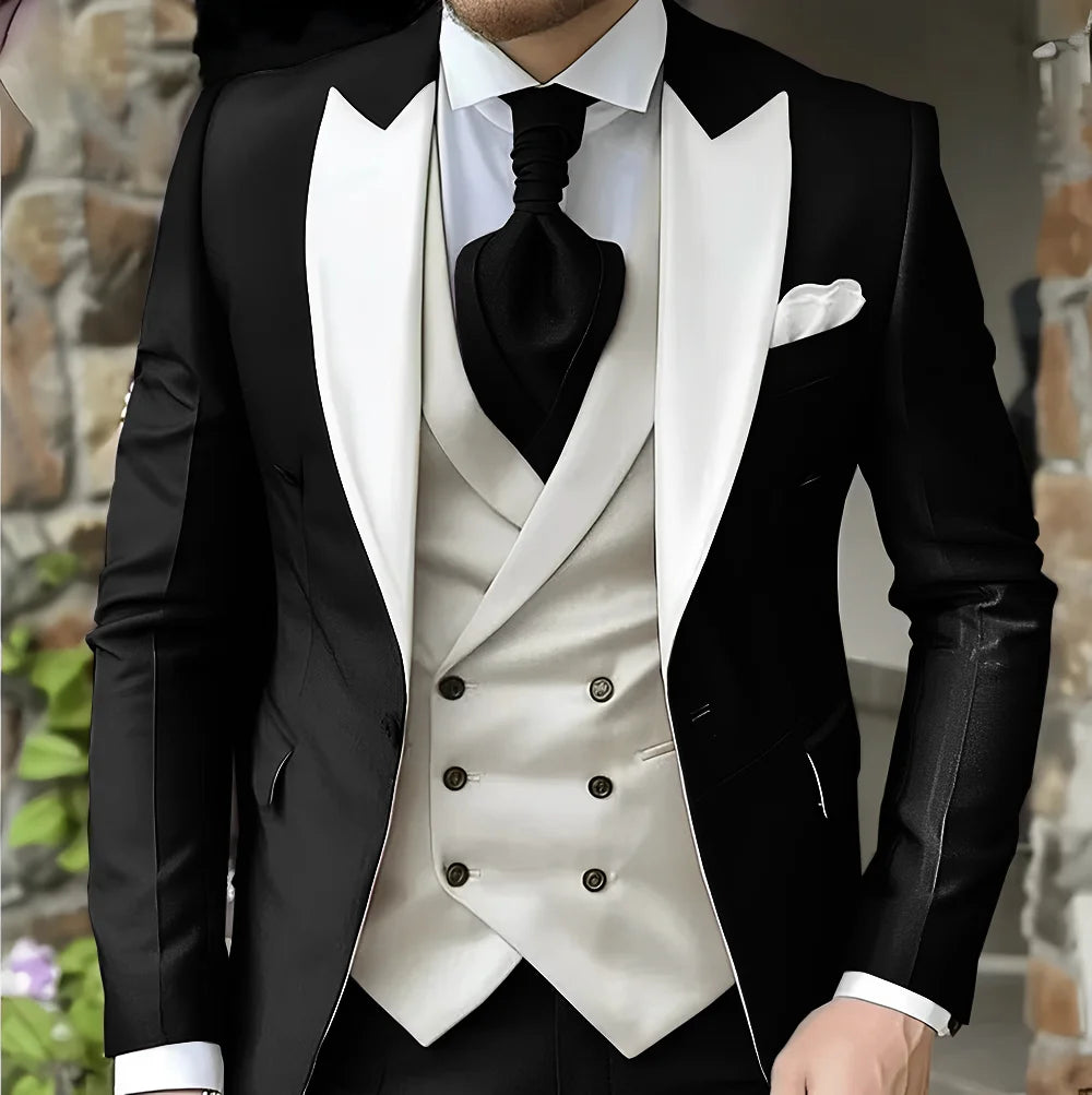 Elegant Peak Lapel Tuxedo 3-Piece Suit LADYLYS