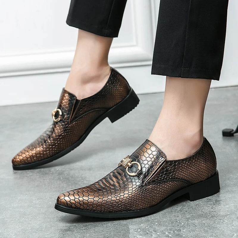 Retro Bronze Loafers Shoes Pointed Luxury Brand Comfortable for Men LADYLYS