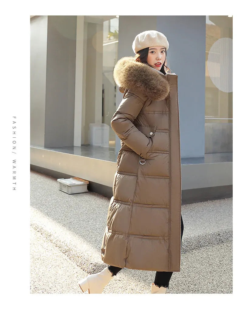 Women's Extra-Long Hooded Padded Parka