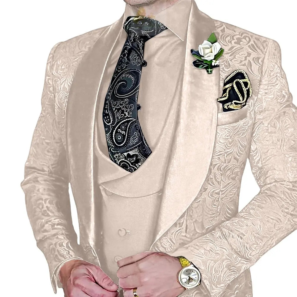 Elegant, high-quality 3-piece Jacquard suit set for men LADYLYS