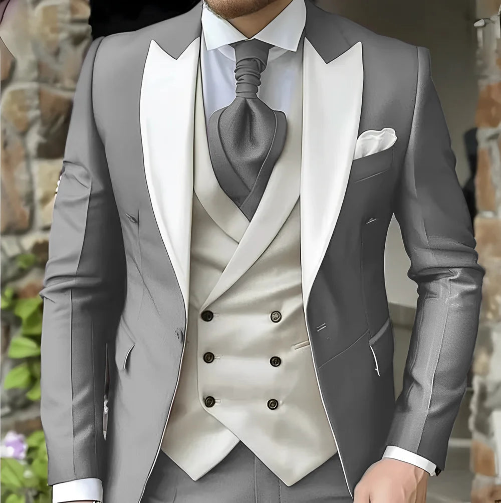 Elegant Peak Lapel Tuxedo 3-Piece Suit LADYLYS