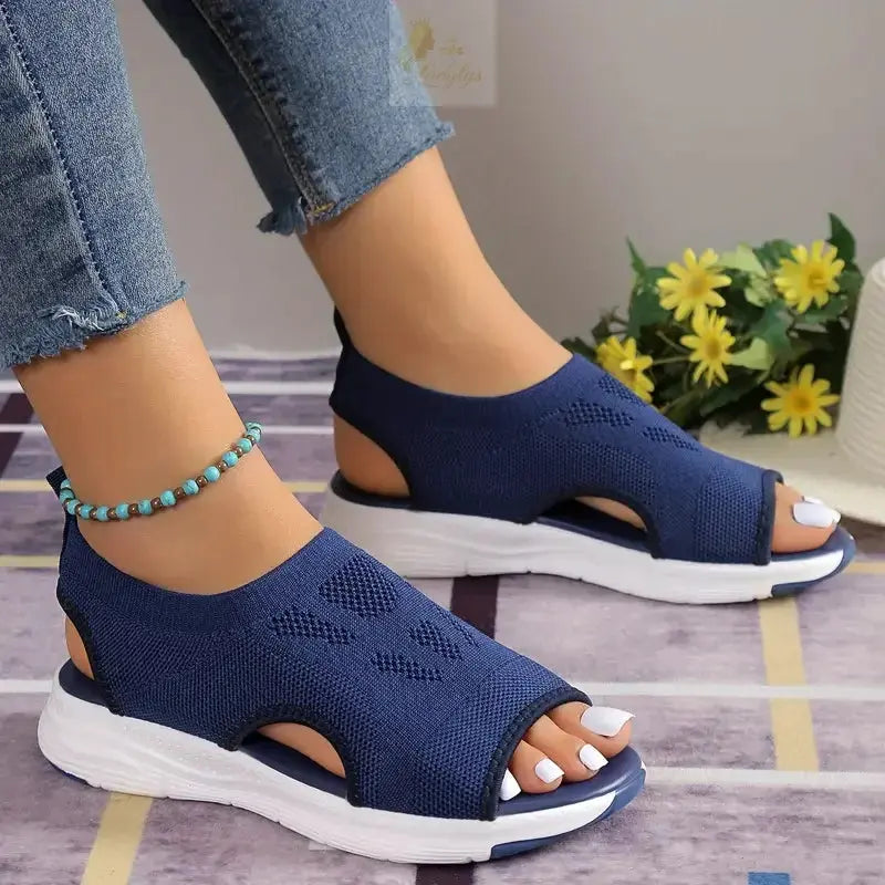 Comfortable Round Toe Thick Sole Solid Color Shoes Mesh Breathable LADYLYS