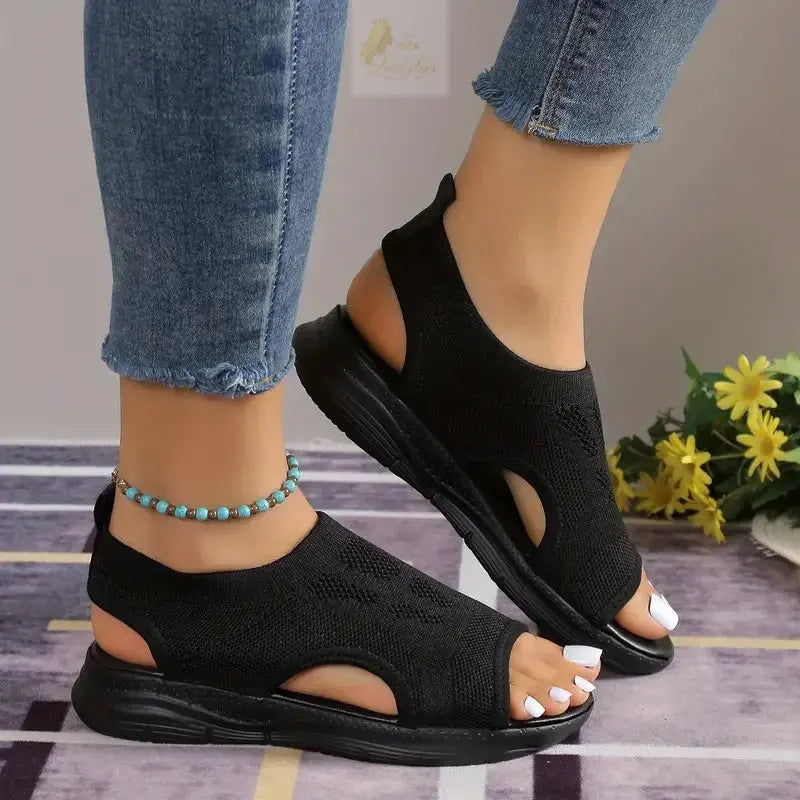 Comfortable Round Toe Thick Sole Solid Color Shoes Mesh Breathable LADYLYS
