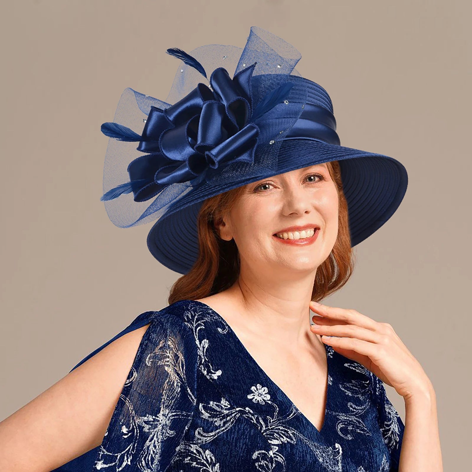Elegant Satin Braid Church Hat for Women with Detachable Fascinator LADYLYS