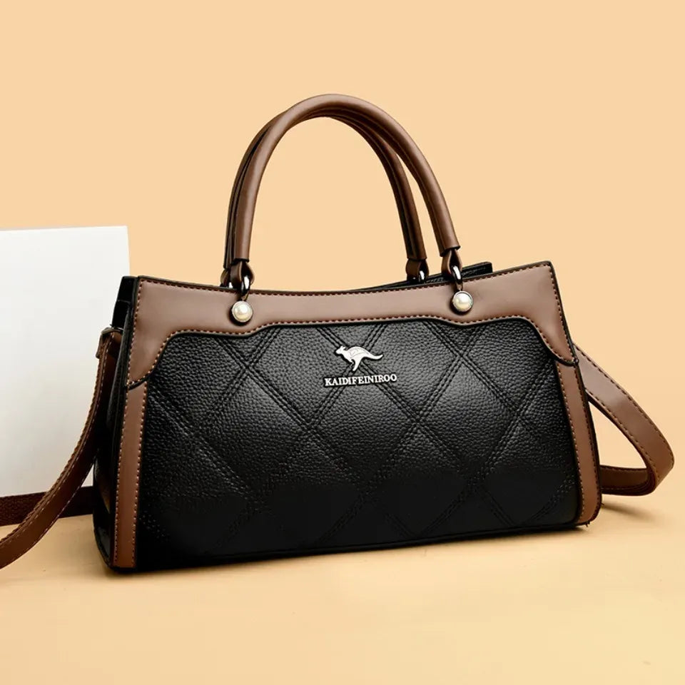 Women's Soft Leather Tote Bag with Interior Pockets