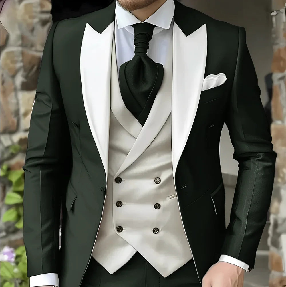 Elegant Peak Lapel Tuxedo 3-Piece Suit LADYLYS