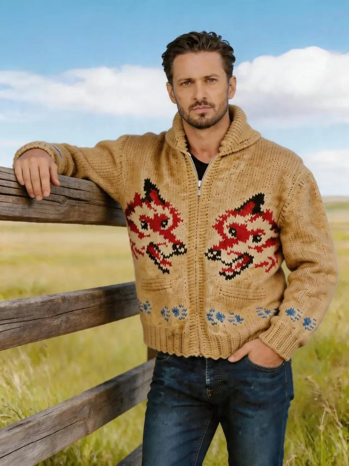 Men's Plaid Zip-Up Sweater Jacket