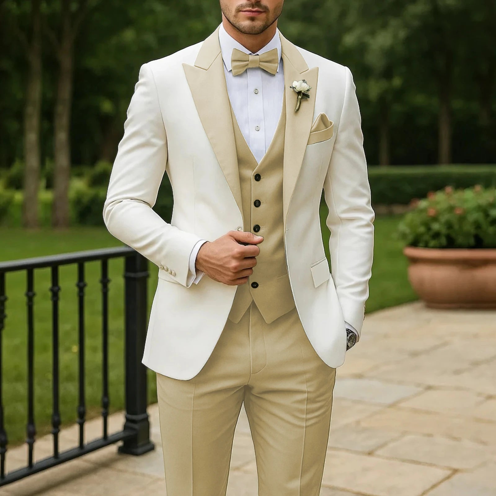 3 Piece Formal Men Suit Groom Groomsman Wedding Party Prom Business Male Tuxedos Set Blazer Vest Pants LADYLYS