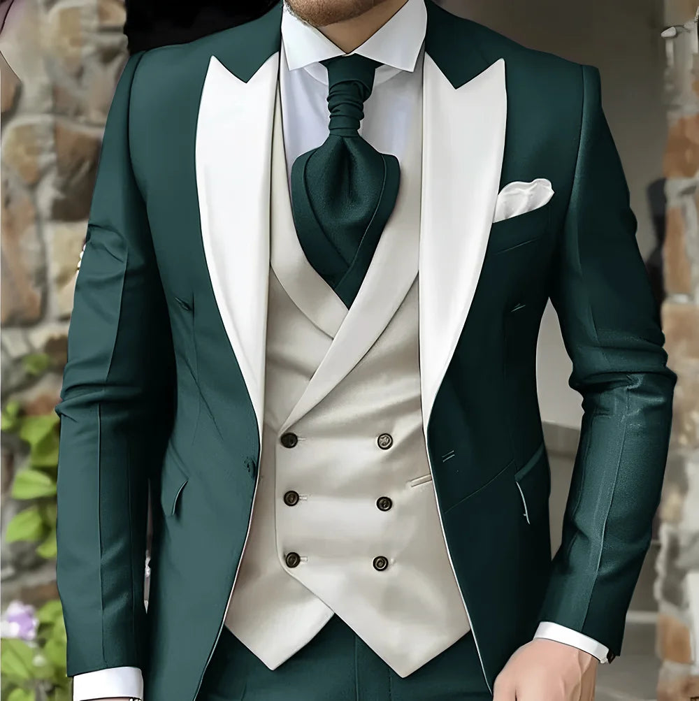 Elegant Peak Lapel Tuxedo 3-Piece Suit LADYLYS