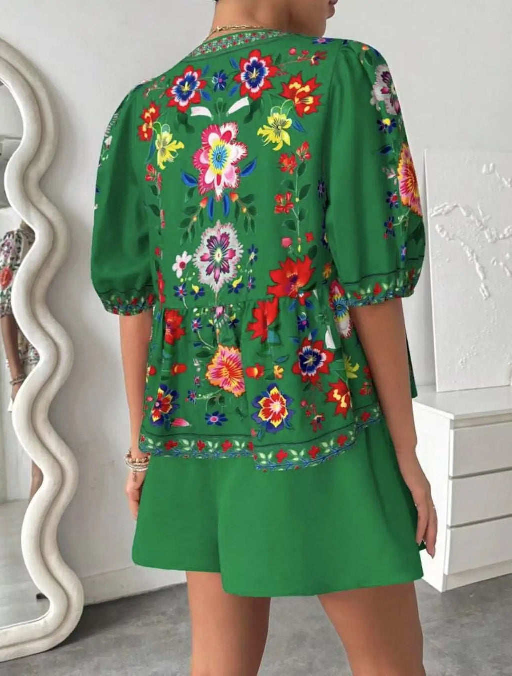 Printed Cardigan Short-sleeved Top Shorts 2-piece Set LADYLYS