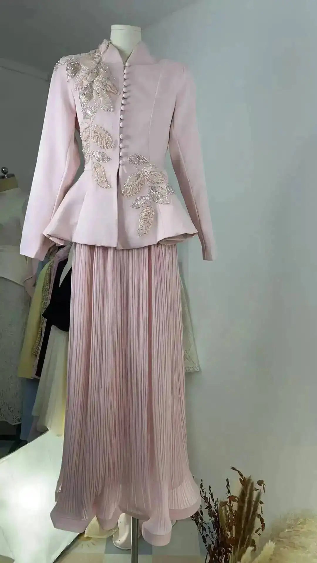 Women’s V-Neck Blouse and A-Line Skirt Two-Piece Set