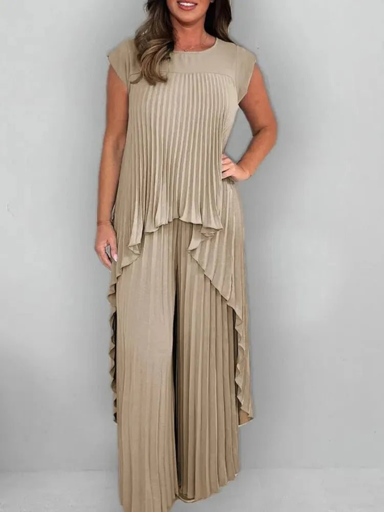 Summer Solid Casual Holiday Two Piece Sets Elegant LADYLYS