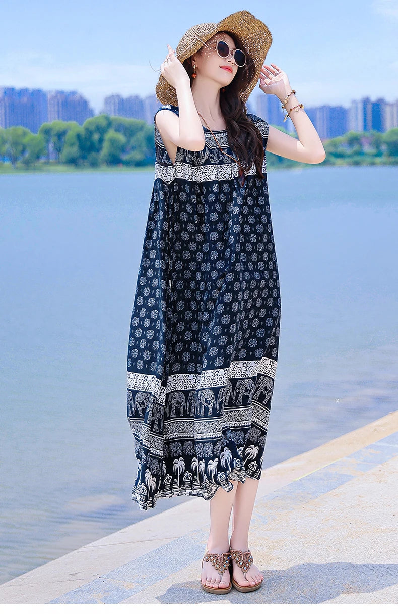 Casual Female Elegant  Print Knee-length 0-neck Floral Dress LADYLYS
