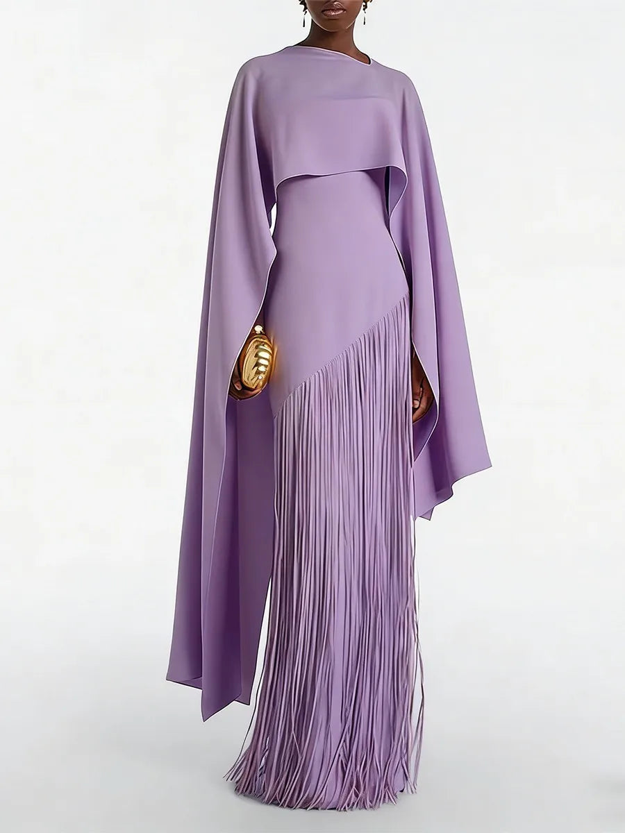Solid Spliced Tassels Temperament Dress Elegant LADYLYS