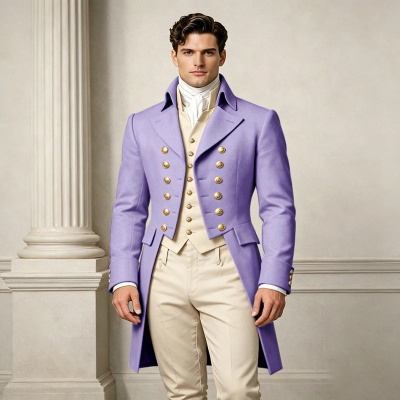 Men's Slim-Fit Double-Breasted Three-Piece Suit