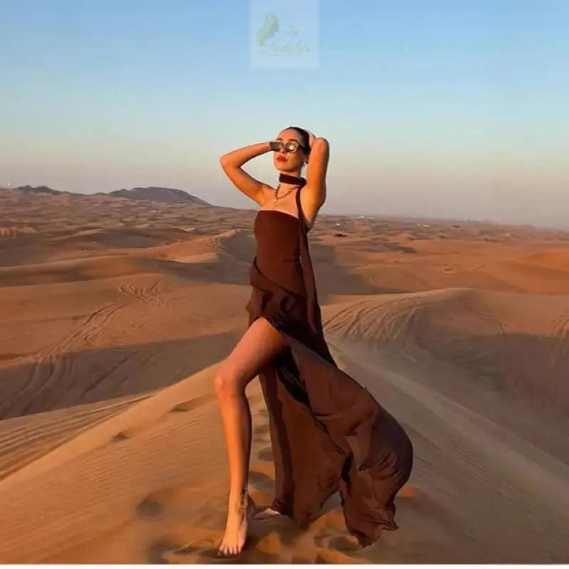 Elegant Strapless Ribbon Long Vintage Mesh Corset Maxi Dresses LADYLYS