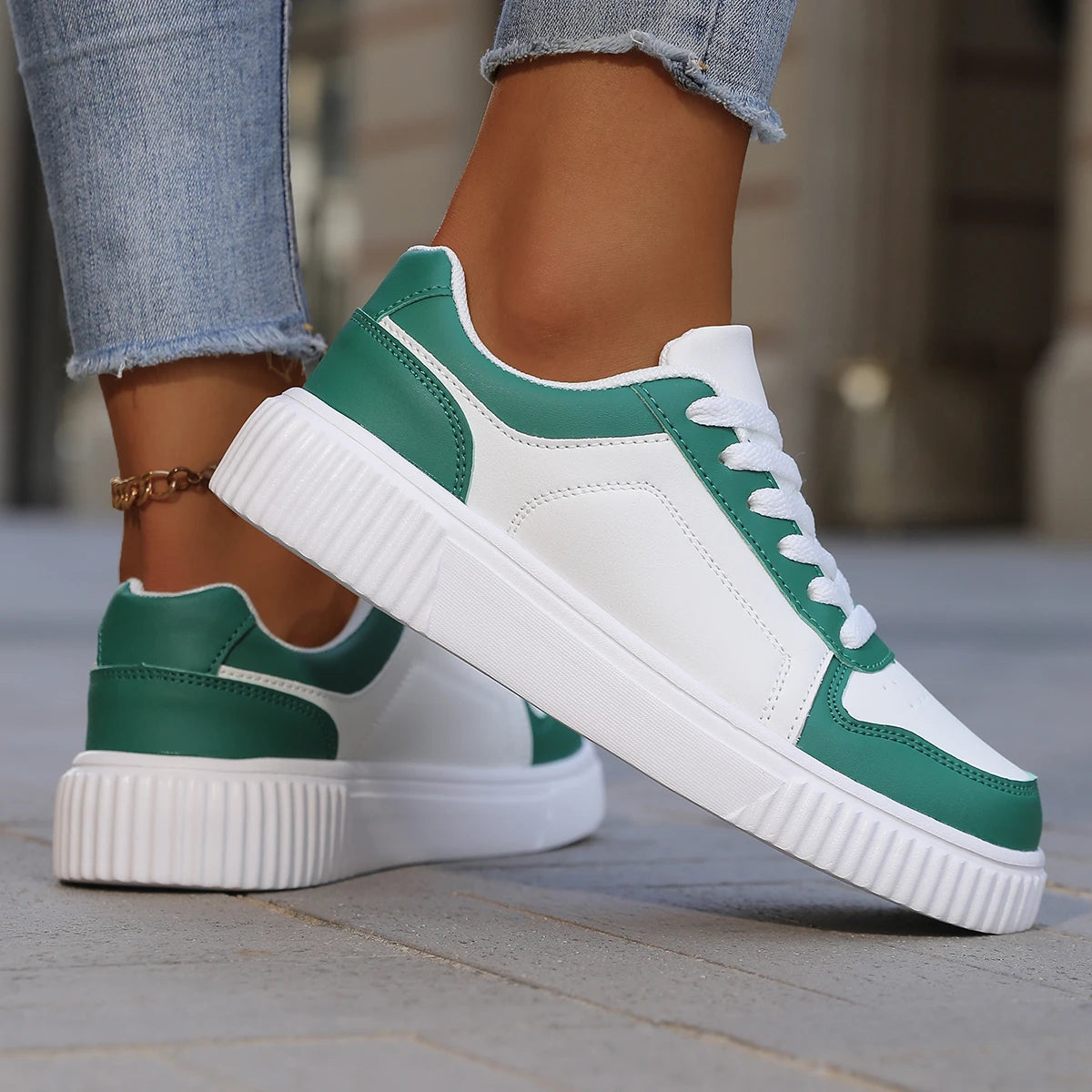 Sneakers Autumn White Lightweight Thick Sole Non Slip Skatebaord Shoes Unisex LADYLYS