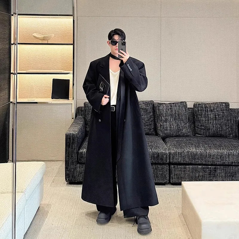Extra Long Black Oversized Coat – Spring & Autumn Streetwear Statement