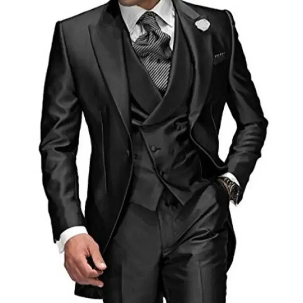 Men's 3-Piece Tuxedo Suit – Peak Lapel, 1-Button | Wedding & Formal