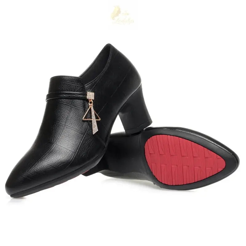 Elegant Deep Mouth Soft Leather Shoes Women Pumps Comfortable LADYLYS